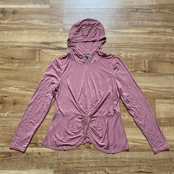 SWEATY BETTY 6 Tori Twist Front Hooded Pullover Top Cinder Pink Athleisure Soft - Picture 13 of 14